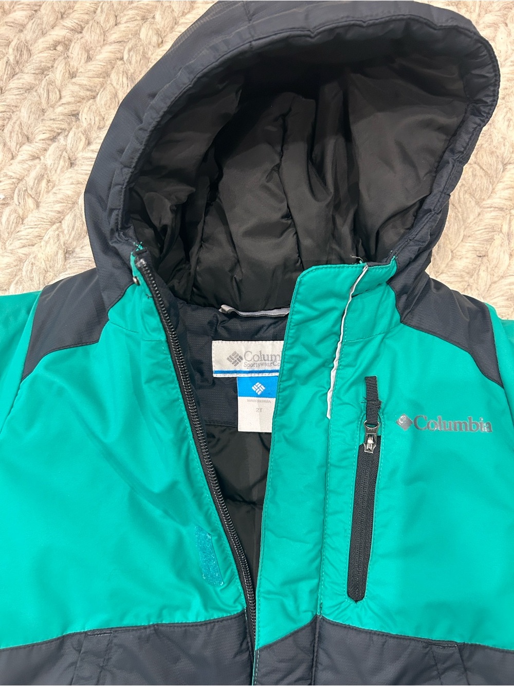 Columbia Kids Green and Black Puffer Jacket with Hood